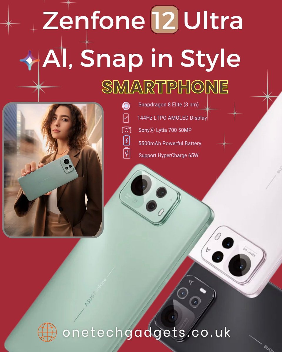 OneTechGadgets's tweet image. 📱 Next-level power meets pro photography!
Zenfone 12 Ultra | 50MP Gimbal Cam | 16GB RAM 💥 512GB Storage 

Order Online at OneTech Gadgets Webstore 🔗 bit.ly/46vaH4O

#ASUSZenfone12Ultra #CameraPhone #Zenfone12Ultra #gimbalsmartphone