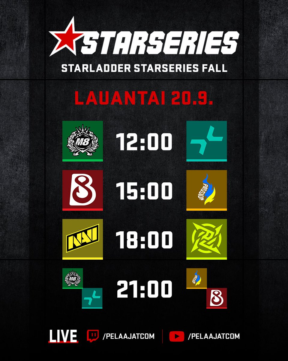 🙌Joukkueet vähenee — Navi vs. Nip 18:00

⏰12:00
📺twitch.tv/pelaajatcom &amp; Pelcom-tube
🎤 <a href="/ArttuHamalainen/">Kreivi Nicolaus Ludwig von Tsintsendorff</a> &amp; <a href="/SamppaCS2/">Samu Kylmälä</a> 

#esportsfi #counterstrike