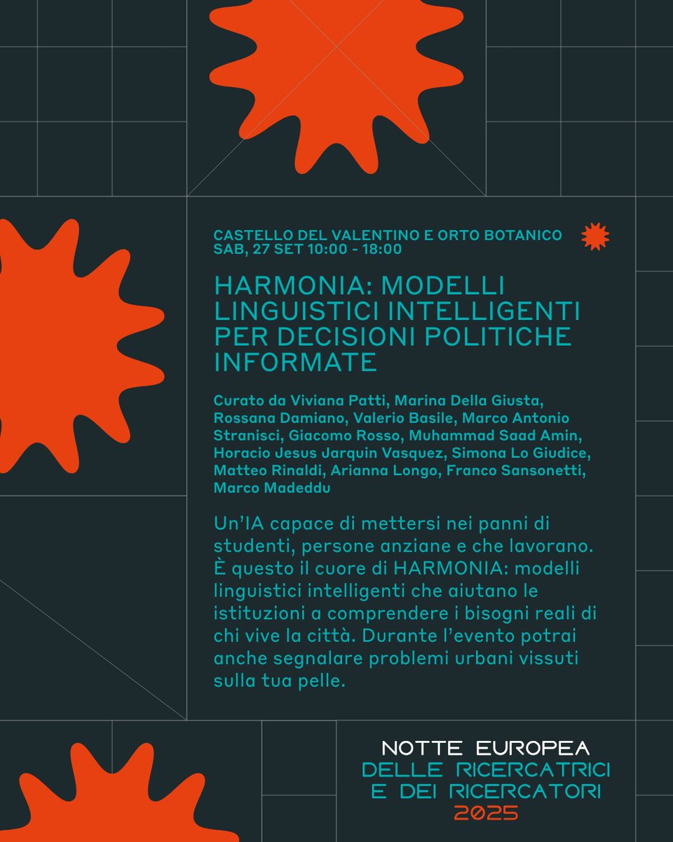 diunito's tweet image. 🌙✨4° Gruppo UNIGHT 2025 – La Notte Europea delle Ricercatrici e dei Ricercatori

Dipartimento di Informatica 🎓

📅 26-27 sett | Torino – Castello del Valentino e altre sedi

👇 Scopri le altre attività

#UNIGHTproject #unito