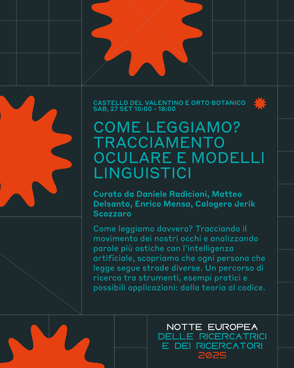 diunito's tweet image. 🌙✨4° Gruppo UNIGHT 2025 – La Notte Europea delle Ricercatrici e dei Ricercatori

Dipartimento di Informatica 🎓

📅 26-27 sett | Torino – Castello del Valentino e altre sedi

👇 Scopri le altre attività

#UNIGHTproject #unito
