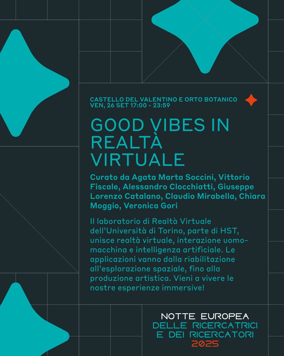 diunito's tweet image. 🌙✨4° Gruppo UNIGHT 2025 – La Notte Europea delle Ricercatrici e dei Ricercatori

Dipartimento di Informatica 🎓

📅 26-27 sett | Torino – Castello del Valentino e altre sedi

👇 Scopri le altre attività

#UNIGHTproject #unito