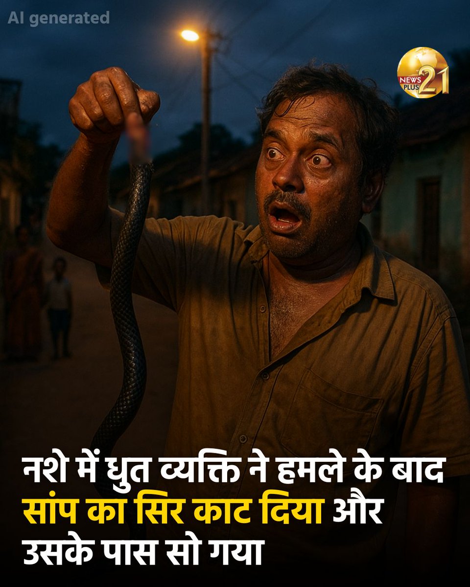 NewsPlus_21's tweet image. तिरुपति का दिल दहला देने वाला किस्सा! शराब के असर में आए एक शख्स ने काले क्रेट सांप के काटने पर पलटवार करते हुए उसे काटकर मार डाला। डर और हिम्मत की ये अनोखी कहानी सोशल मीडिया पर वायरल हो रही है!

#ShockingNews #SnakeAttack #ViralStory #asiannewsgarba2025 #newsplusgarba2025