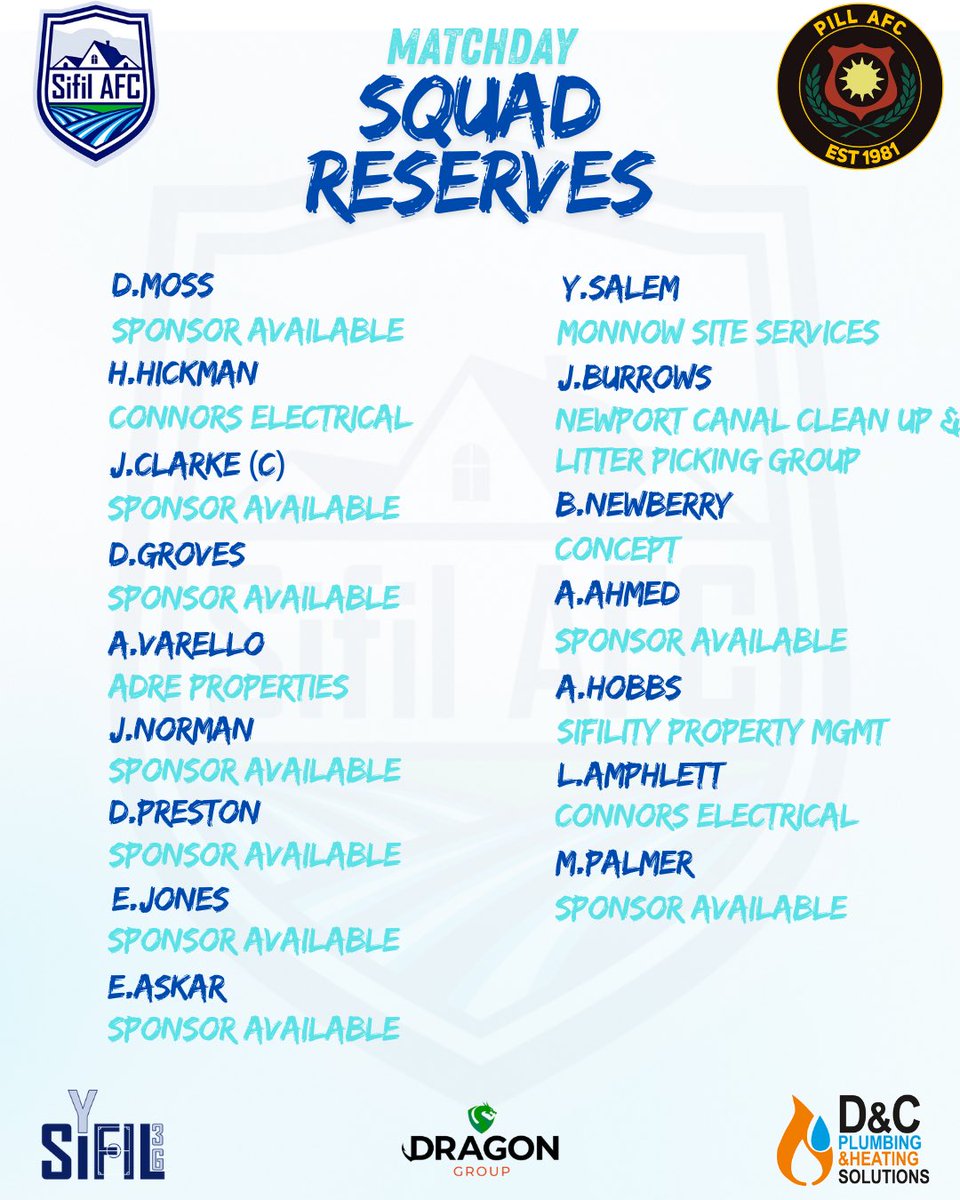 iKayDotHaych's tweet photo. Matchday Squad for both teams 

First Team 🆚 PILCS FC
🗓️ Sat, 20th Sept 
🕜 14:30 KO 
🏟️ Pilcs Sports Ground, NP40TL 

Reserve Team 🆚 PILL AFC
🗓️ Sat, 20th Sept
🕜 14:30 KO
🏟️ Y SIFIL SPORTS GROUND

#SIFILAFC #MATCHDAY #SifToTheMoon https://t.co/bo94OM8oLs