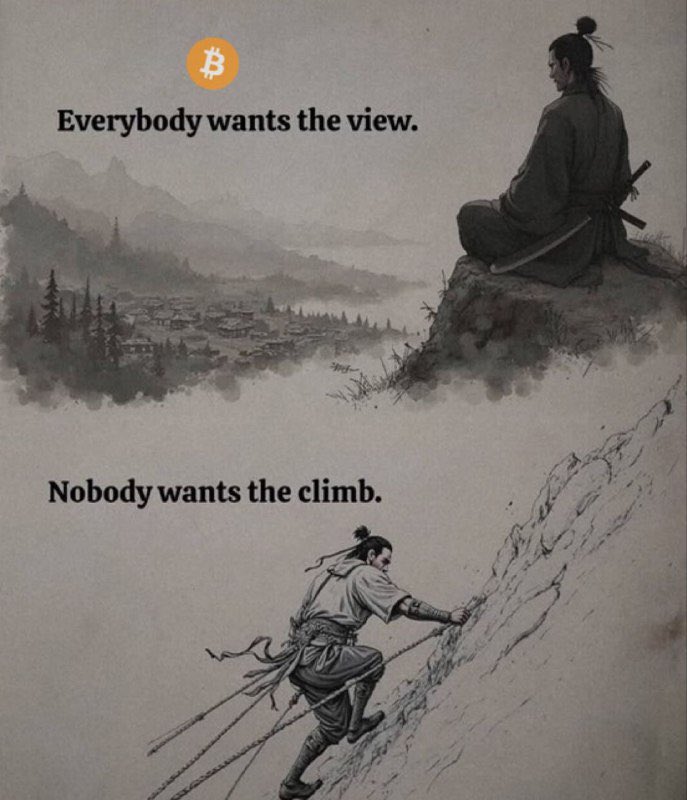 TrendingBitcoin's tweet photo. Everybody wants the view. #Bitcoin 
Nobody wants the climb. https://t.co/BEayPeo4eN