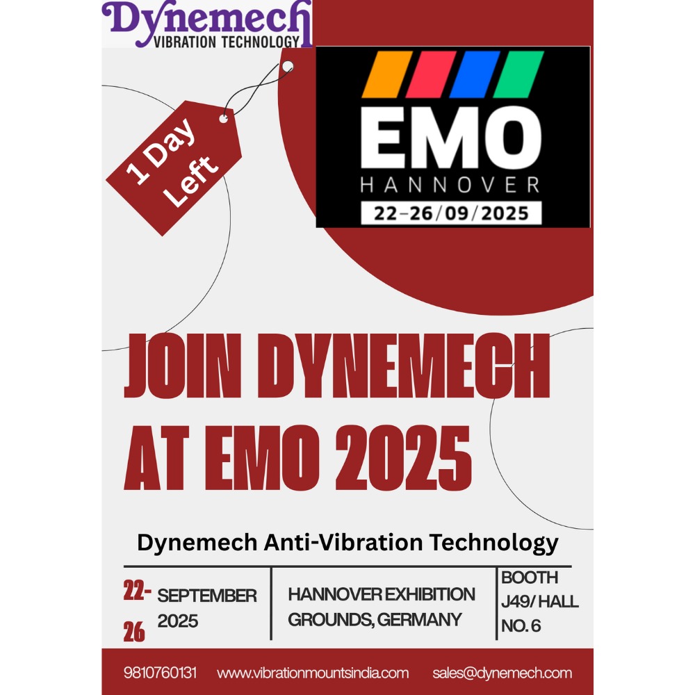 dynemech's tweet image. 𝐎𝐧𝐥𝐲 𝟏 𝐃𝐚𝐲 𝐭𝐨 𝐆𝐨 – 𝐃𝐲𝐧𝐞𝐦𝐞𝐜𝐡 𝐚𝐭 𝐄𝐌𝐎 𝐇𝐚𝐧𝐧𝐨𝐯𝐞𝐫 𝟐𝟎𝟐𝟓

#EMOHannover2025, #Dynemech, #AntiVibrationTechnology, #Exhibition, #Innovation, #VibrationControl, #EMO2025

9810760131
sales@dynemech.com
vibrationmountsindia.com