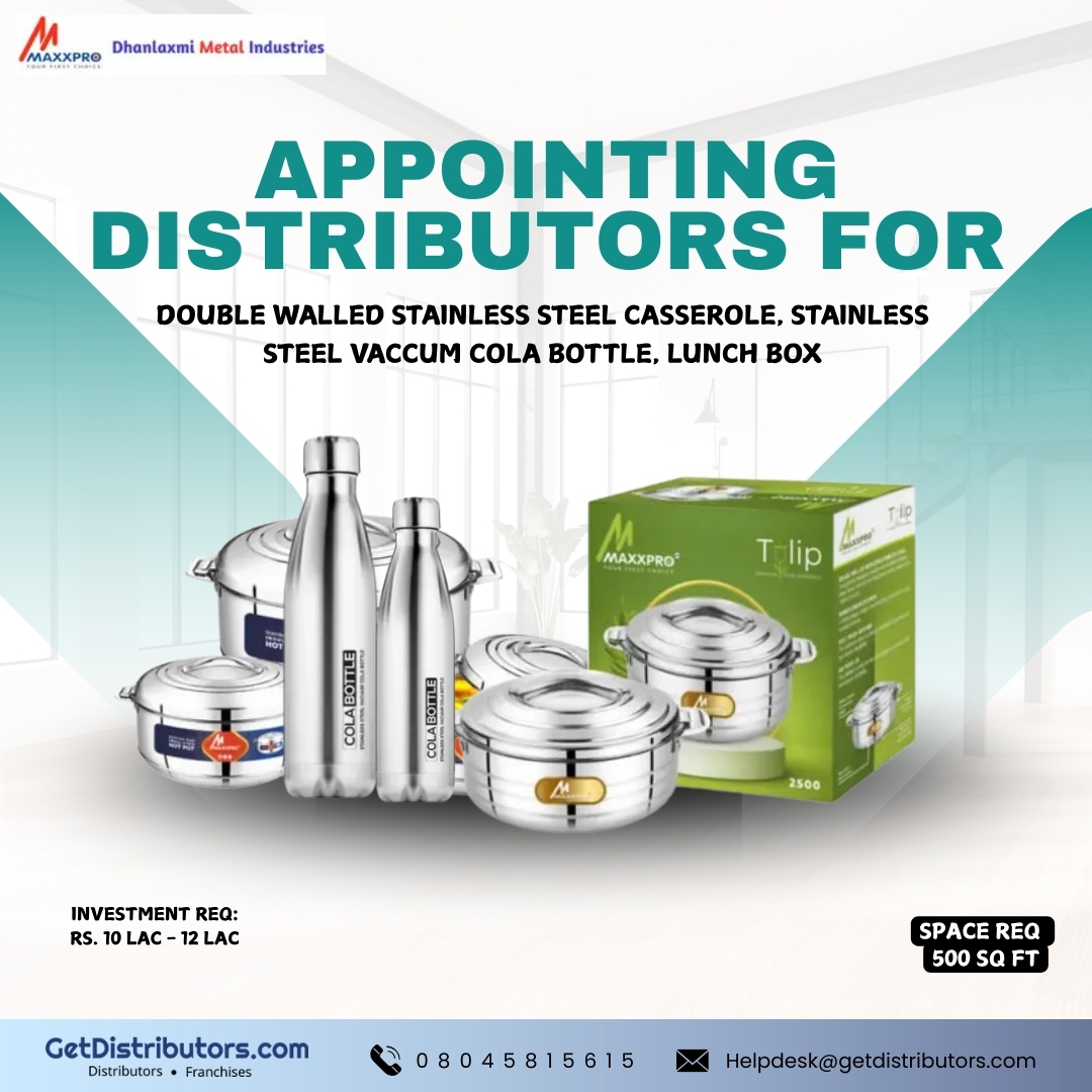 getdistributors's tweet image. Appointing Distributors for Double Walled Stainless Steel Casserole, Stainless Steel .
Brand 👉 #MAXXPRO
Details 👉 getdistributors.com/tiny/Oiidi5UyHn
★Investment Needed : Rs. 10Lac – 12 Lac
✓Hurry to take #Distributorship !
Share your contact details.
#Caserolls #Colabottle #Lunchbox