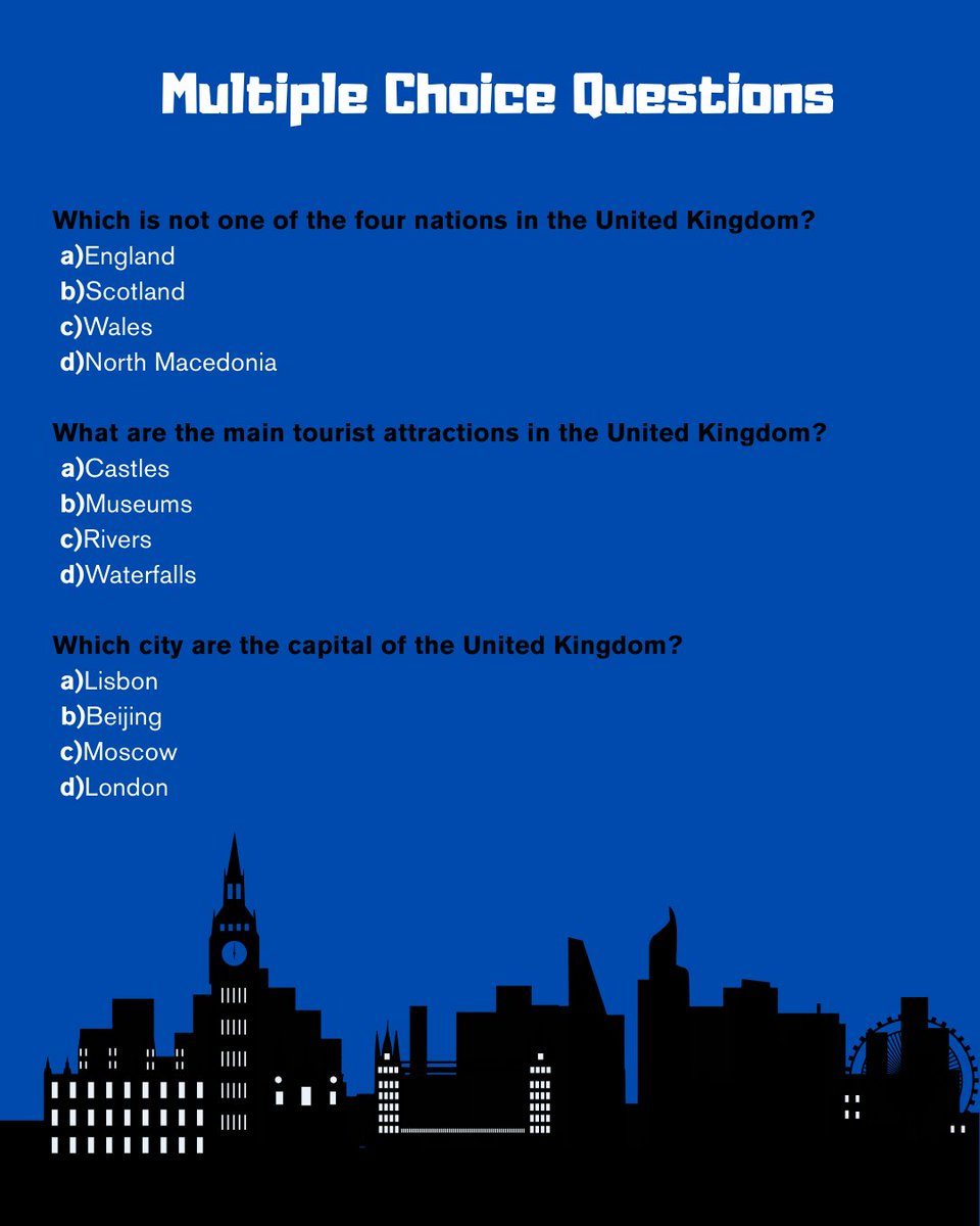 AlwaysEnglsh's tweet photo. ✨ Learn English with Countries! ✨

Today’s country is The United Kingdom 🇬🇧.

Read the short text and answer the 3 questions below 👇
This is a great way to practice English every day! 🌍💬

#LearnEnglish #EnglishPractice #TheUnitedKingdom #ESL #StudyEnglish https://t.co/5IZlpa9pH9