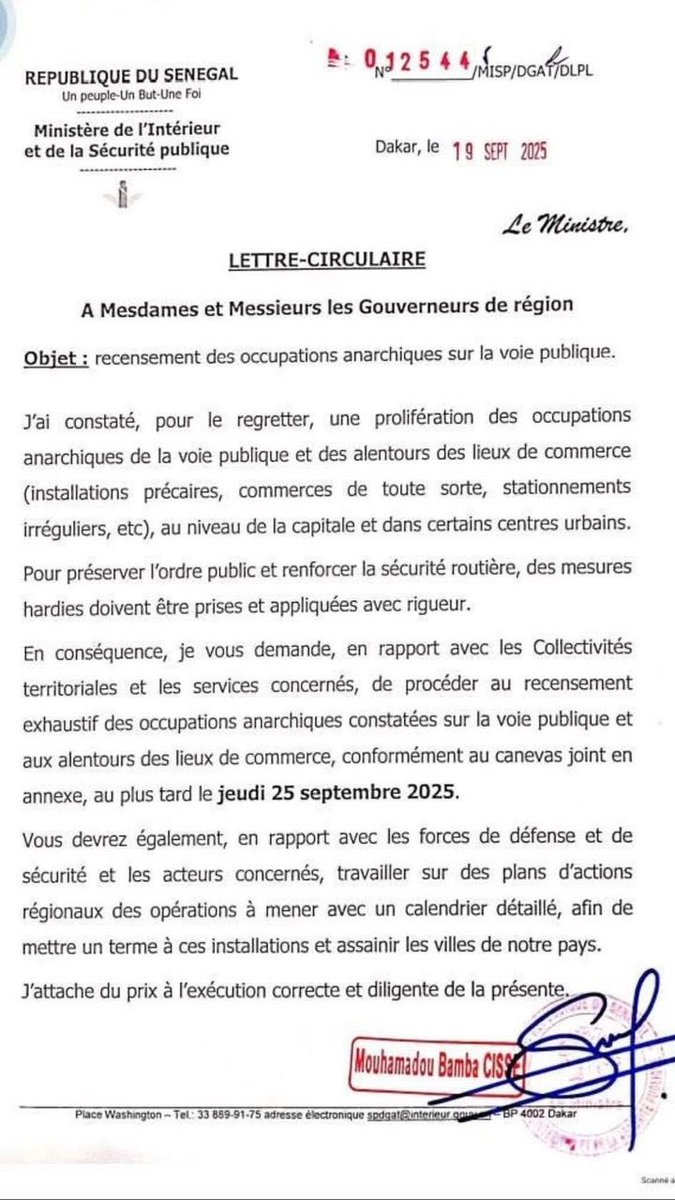 📌Occupation anarchique : le Ministère de l’Intérieur engage un recensement national