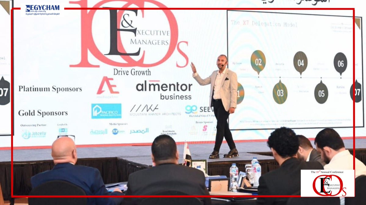 EgyCham2011's tweet image. 🎬 لقطات من محاضرة د. أحمد السيد في المؤتمر السنوي العاشر لرؤساء مجالس الإدارات والمديرين التنفيذيين 👔

🖊️Topic: 
The X7 Delegation Model
نموذج عملي بيساعد أي قائد يحقق توازن بين التفويض والمتابعة لتحقيق أعلى إنتاجية 🚀
#CEOsConference #Leadership #BusinessGrowth #السعودية #ceo