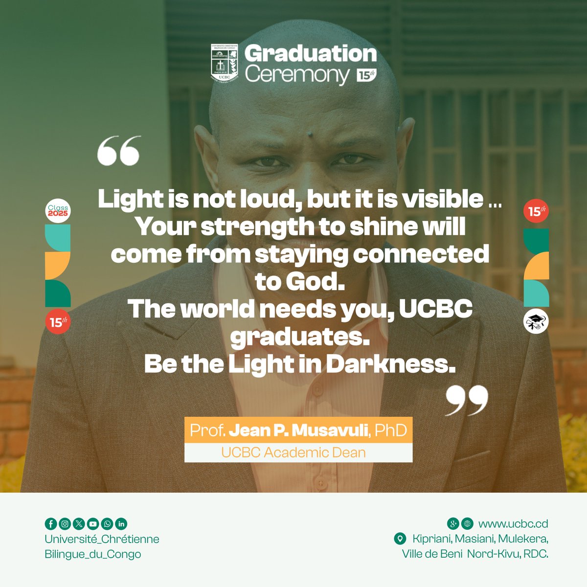 UCBC_Officiel's tweet photo. #Recap_GraduationCeremony

#GraduationCeremony #UCBC #20Septembre #Excellence #ClassOf2025 #NordKivu #BeniDRC https://t.co/gQD3I6bjFp