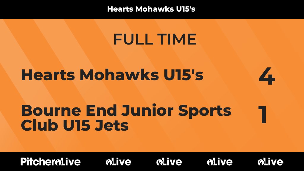 FULL TIME: Hearts Mohawks U15's 4 - 1 Bourne End Junior Sports Club U15 Jets
#HEABOU #Pitchero
heartsofteddlothian.com/teams/196835/m…