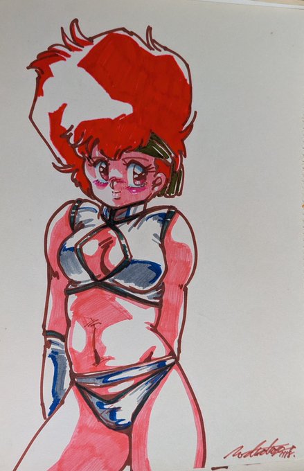 理由あって古い原稿を探してましたら当時のカラー落書きが出て来ました。😅
マーカー塗りはこの頃にセンスがないのが分かり挫折しました。😵‍💫 