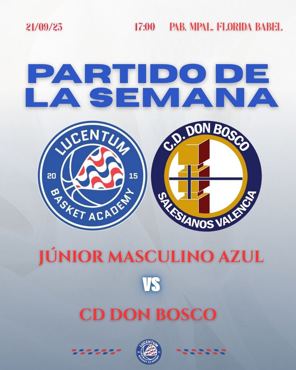 🏀💥 𝐏𝐚𝐫𝐭𝐢𝐝𝐨 𝐝𝐞 𝐥𝐚 𝐬𝐞𝐦𝐚𝐧𝐚

⚔️ JMA vs CD Don Bosco

🚀🔝 J3 - Nivel Autonómico 

📆 Domingo (mañana), 21 de septiembre 
⏰ 17:00
🏟️ Pab. Babel

💙 ¡𝐕𝐚𝐦𝐨𝐬!