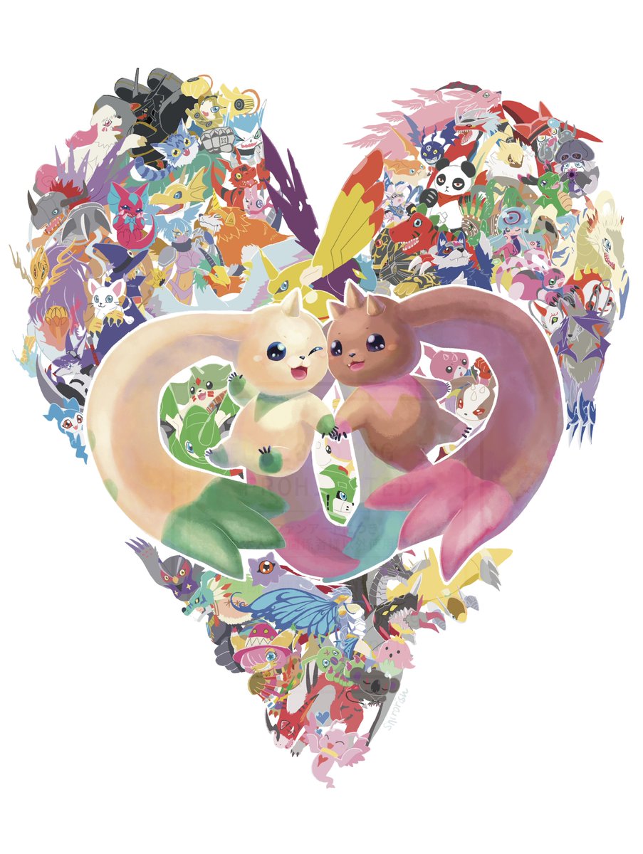 shirorisu_p's tweet photo. ご無沙汰してますしろりすです🐿️

嬉しいことにデジギャラリーに応募したファンアートをデジモンEXPO会場にて展示頂いております✨

テーマが「オールデジモン」ということだったので、テリアモン&amp;ロップモンを中心に私が好きなデジモンとアプモンを沢山詰め放題しました！

#デジモン　 #DIGIMONEXPO https://t.co/igf3CjkQrJ
