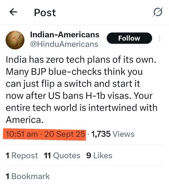 SaralPatel's tweet photo. Bhakts who mocked Rahul Gandhi Ji for ₹2 from the BJP IT cell are now crying, as the Trump administration has imposed a $100k charge on H1B visas.

#h1bvisa #H1B https://t.co/wxGR2o6nkK