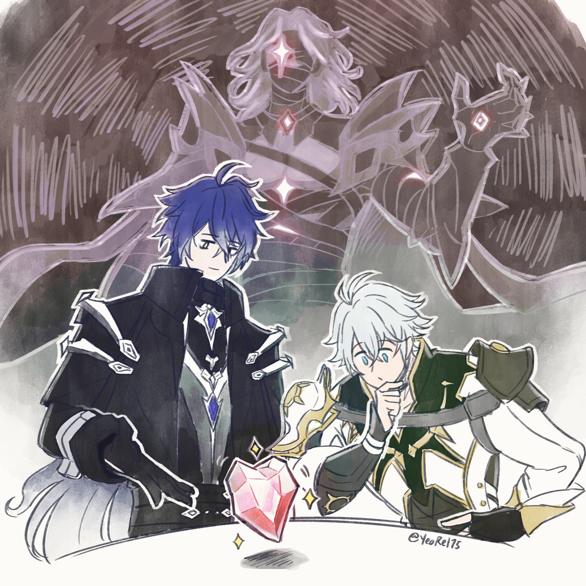 Just 2 guys appreciating antiques and gems. Ignore the guy behind, he's just mad. 

#GenshinImpact #HonkaiStarRail  #Flins #Phainon #Rerir