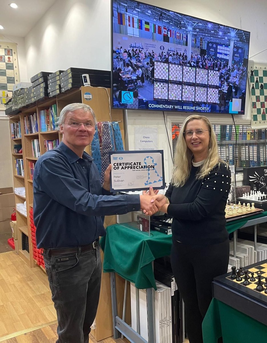 English Chess Federation (ECF) (@ecfchess) on Twitter photo 🌟 Congratulations to Peter Sullivan! 🌟
FIDE has recognised Peter with a Certificate of Appreciation for his incredible voluntary work bringing chess into prisons. Since 2017, he’s set up clubs in 20 prisons, using chess to support rehabilitation. 🌟 Congratulations to Peter Sullivan! 🌟
FIDE has recognised Peter with a Certificate of Appreciation for his incredible voluntary work bringing chess into prisons. Since 2017, he’s set up clubs in 20 prisons, using chess to support rehabilitation.