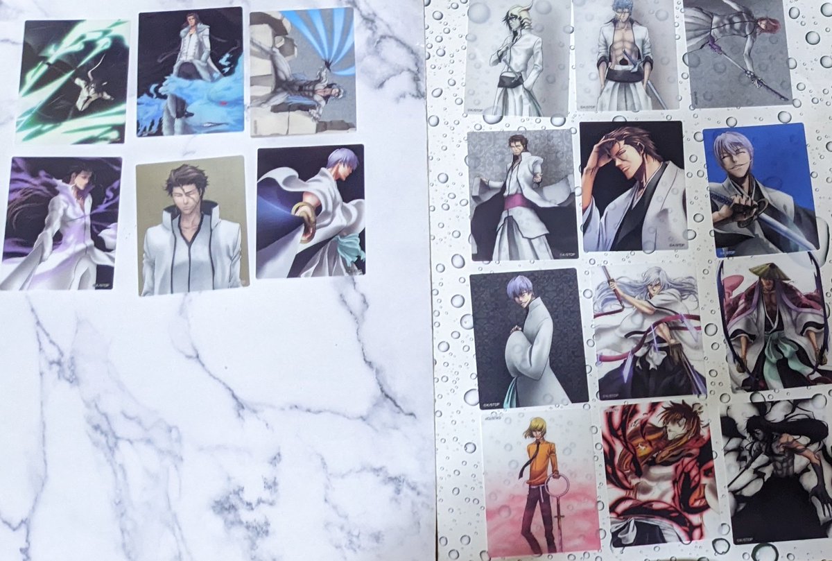 【交換:譲渡】BLEACH ランダムカード

譲→ハリベル·夜一·織姫·乱菊·雛森·ネリエル·砕蜂·リルカ·ルキア·コン·マユリ
ルピ·雨竜·銀城·一護·日番谷

求→グリムジョー·ウルキオラ·スターク·ザエルアポロ·市丸·藍染·京楽·浮竹·平子·一護

まとめて·譲①枚目·譲②は①合わせて·求③左側優先
#不二取