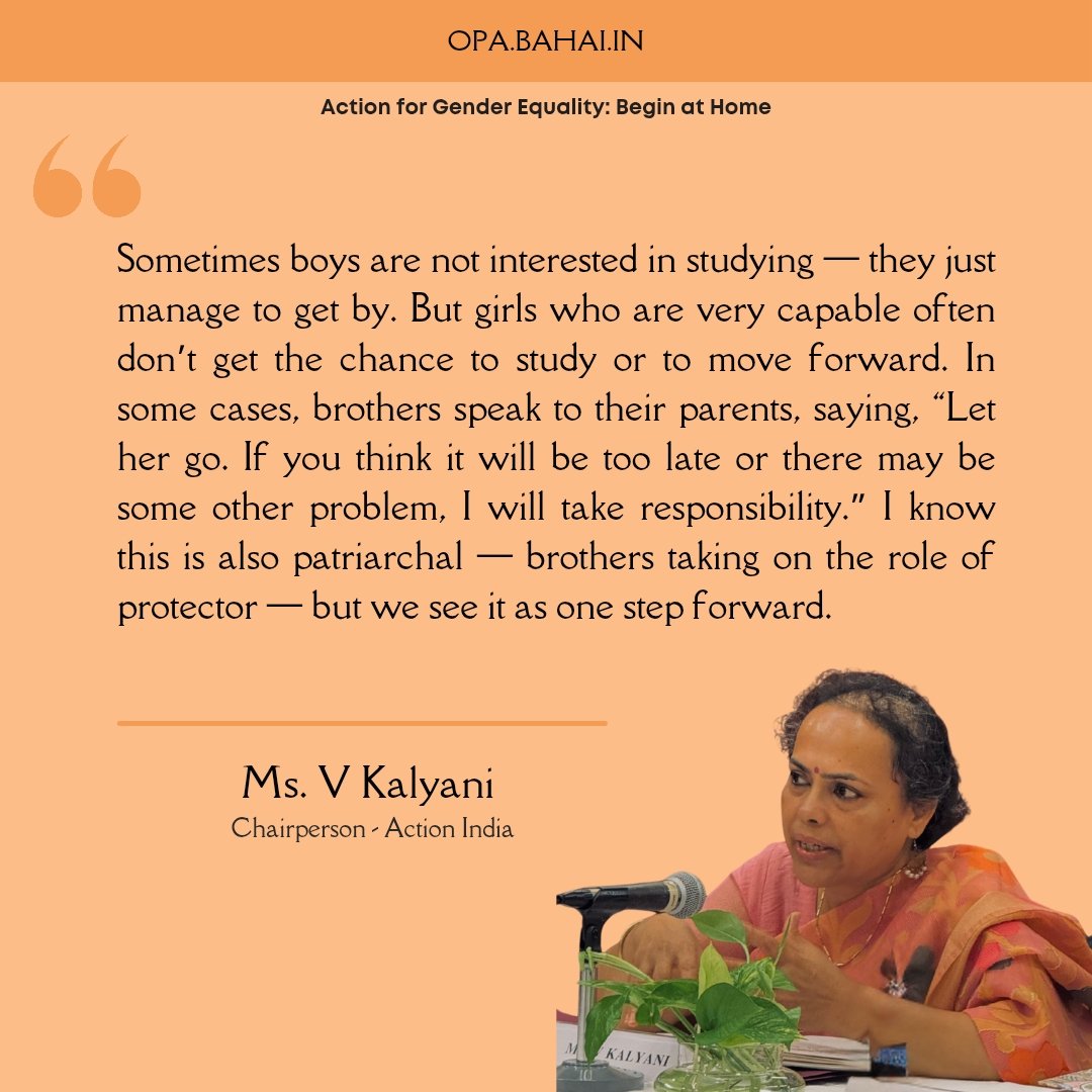 BahaiOPAIndia's tweet image. Sometimes boys just get by in studies, while capable girls are denied chances. In some cases, brothers urge parents to let sisters study, taking responsibility. Though patriarchal, it’s still one step forward. 
#EqualityBeginsAtHome #GenderEquality #HumanValues