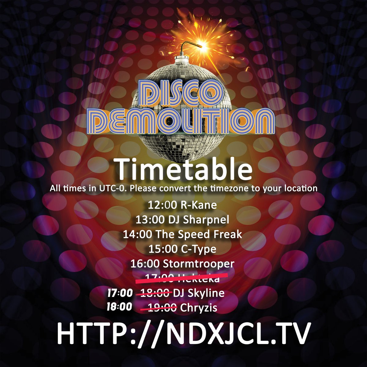 NeodashZerox's tweet image. Gabberdisco&apos;s &quot;Disco Demolition&quot; is now online at ndxjcl.tv

A 7 hour livestream event powered by NDXJCL, a day full of cheese, fun and lot&apos;s of CORE. Hope to see you in the channel!

R-Kane, DJ Sharpnel, The Speed Freak, C-Type, Stormtrooper, DJ Skyline, Chryzis