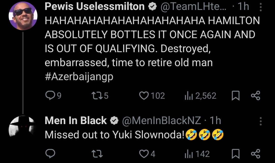 This man is what we call a professional hater.

Yuki Tsunoda must've hurt his feelings once or twice. You have to respect his dedication.