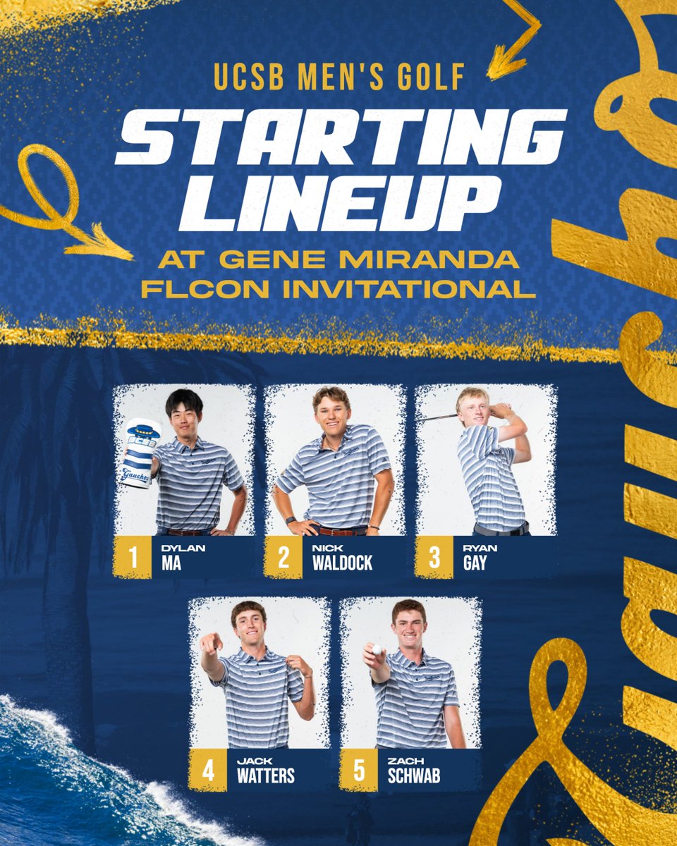 ucsb_golf's tweet photo. Schwab gets the call! 

Our starting 5⃣ for the Gene Miranda Falcon Invitational!

#GoGauchos https://t.co/1ZxanJfeEx