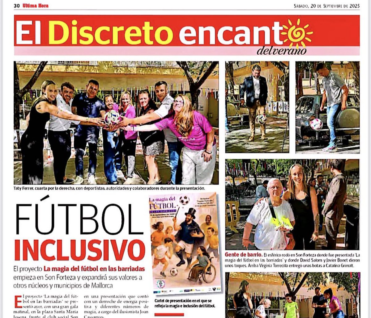 Enhorabona a la Asociación Deporte para la Igualdad per impulsar la iniciativa “La magia del fútbol en las barriadas”. Un projecte que demostra com l’esport és una eina transformadora per fomentar la inclusió social i la igualtat d’oportunitats.

amp.ultimahora.es/noticias/socie…