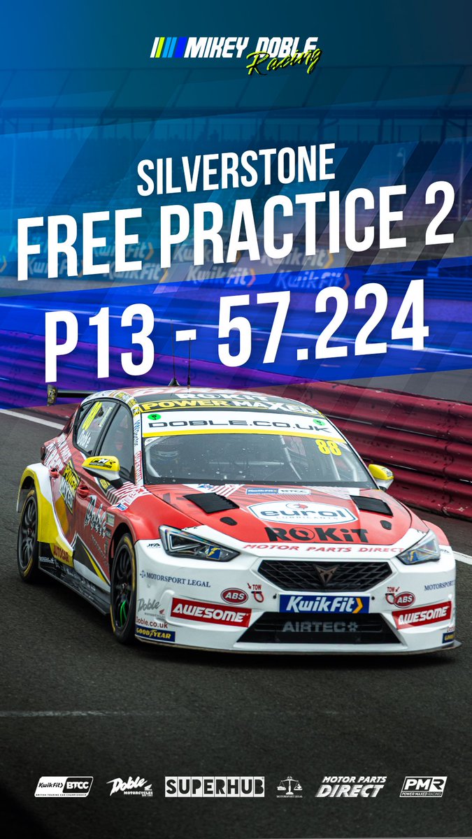 MikeyDoble's tweet image. @SilverstoneUK FP2 Results 🏁 

@DobleHonda @UKPMR @CUPRA @LegalMotorsport 

#88ARMY #BTCC #Motorsport #Racing