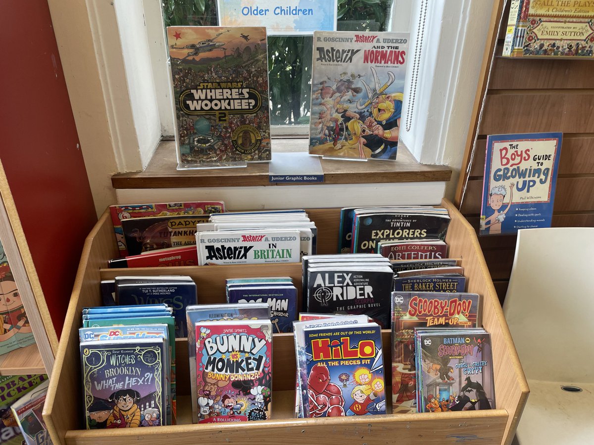 Adventure awaits!
Our children's graphic novels have bold art and fun plots. Come and check out our popular selection!
#GraphicNovels #LibraryLife 
<a href="/EsherLibrary/">Esher Library</a>