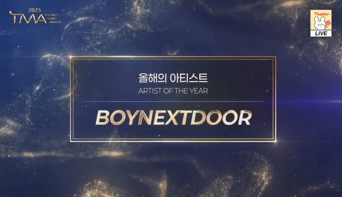 BOYNEXTDOOR won their first ‘Artist Of The Year’ (Bonsang) at 2025 The Fact Music Awards! 😭👏🏻

Congratulations, <a href="/BOYNEXTDOOR_twt/">BOYNEXTDOOR_twt</a> 💐 

BOYNEXTDOOR FIRST BONSANG
#BOYNEXTDOOR1stBonsang
#BOYNEXTDOORxTMA2025