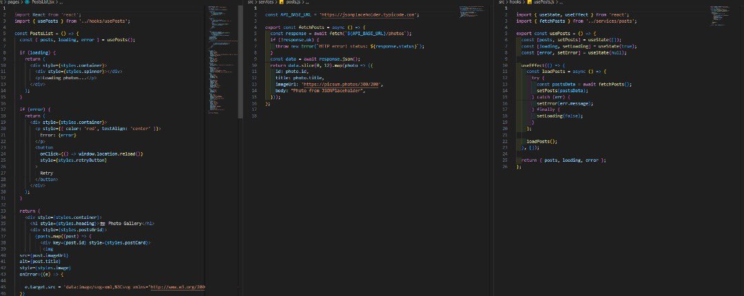 CodeWithBeerah's tweet image. DAY 20  #30DaysOfCode 
Built a Photo Gallery with Error Handling!

✅ Fetched photos from JSONPlaceholder
✅ Loading states + responsive grid layout
✅ Fallback UI when images fail 

 🔗:fetching-api-eight.vercel.app

#React #API #ErrorHandling #WebDev #BuildInPublic #WomenInTech
