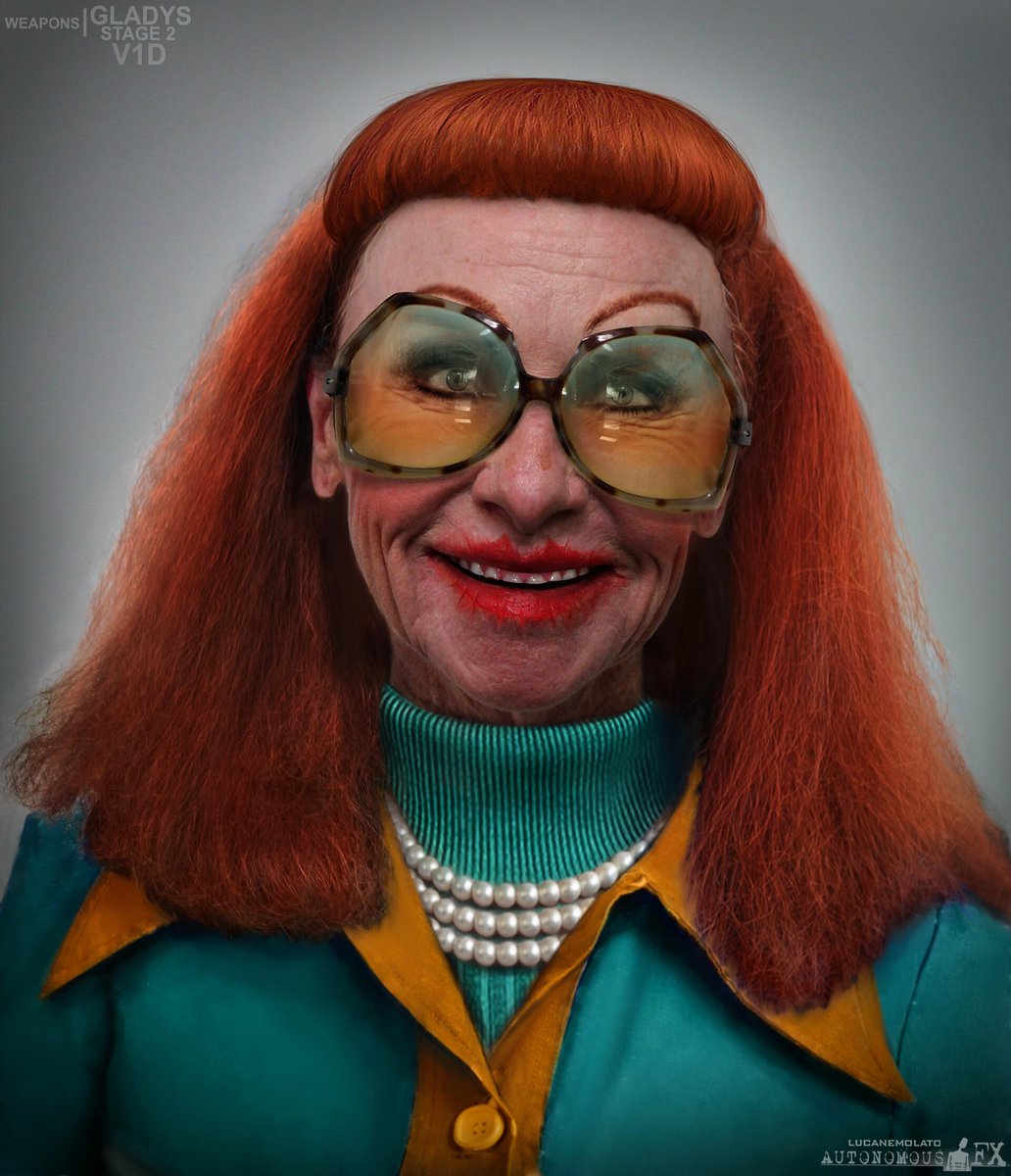 artfromfilm's tweet photo. Check out this amazing character design for Aunt Gladys from the film Weapons (2025)!

Artist Luca Nemolato (https://t.co/s9lgyb8Pul) perfectly captured her dramatic transformation, from frail and weak to this unsettlingly vibrant look.

#WeaponsMovie #ConceptAr https://t.co/hHpB4TACes