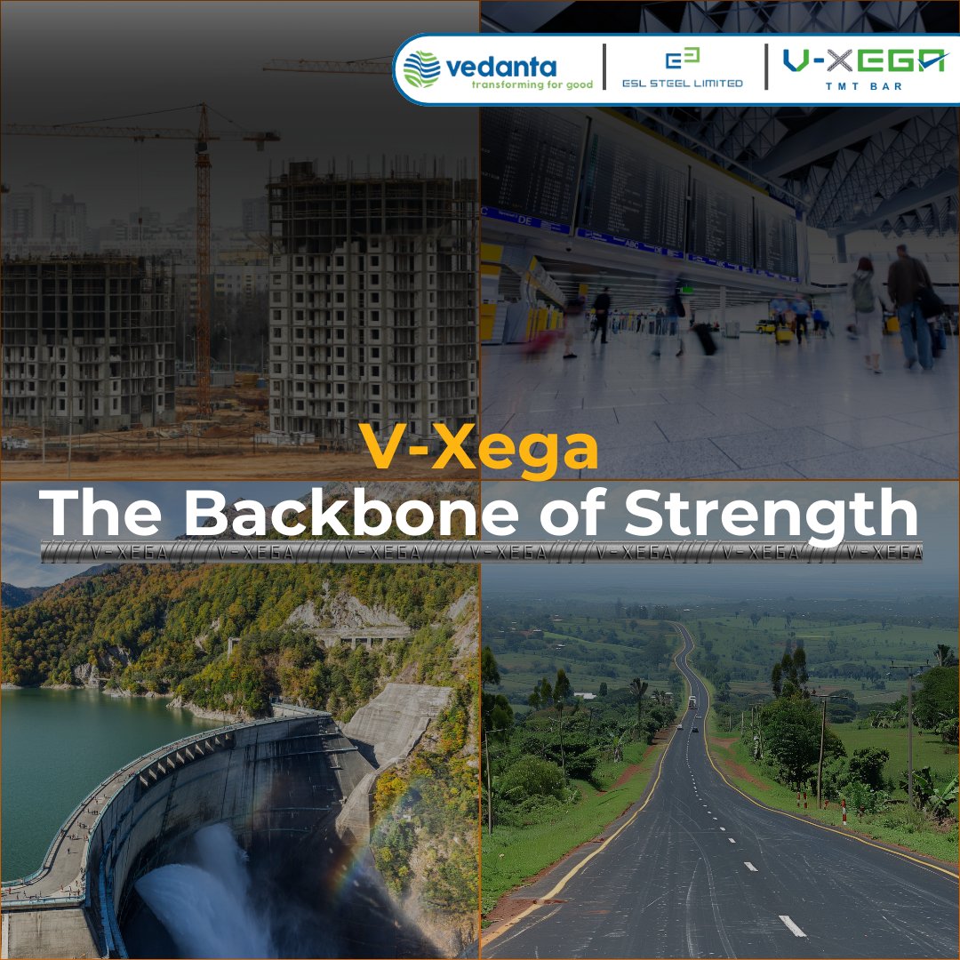 ESLSteelLimited's tweet image. From skyscrapers to bridges to homes, V-Xega TMT rebars by #ESLSteelLimited are The Backbone of the Industry. With unmatched strength and reliability, V-Xega empowers infrastructure that lasts for generations. 

#SteelForGenerations #Vedanta #TransformingForGood #VXega