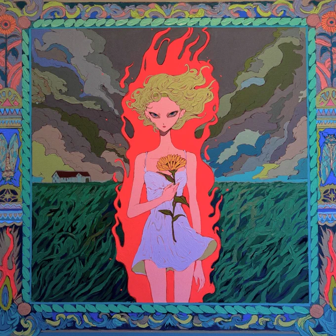 "The End of Summer "(2025) Gouache on canvas/S20
