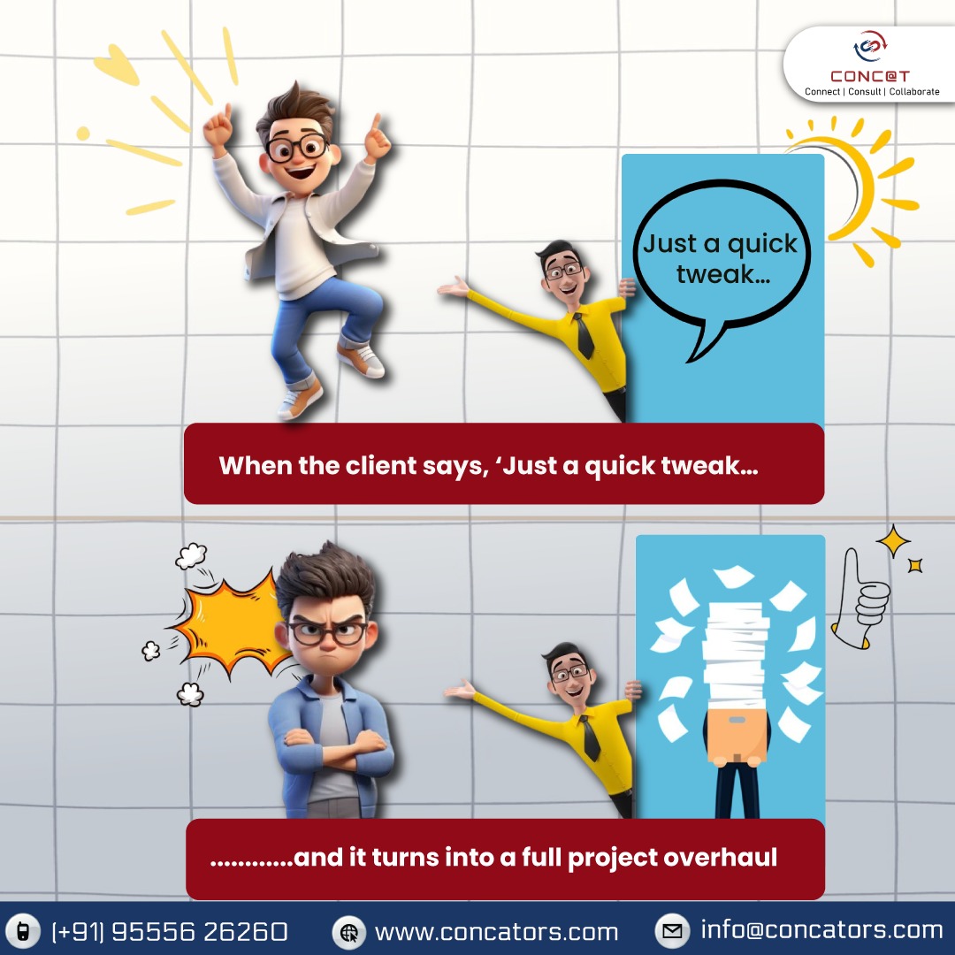 Concators's tweet image. When the client says ‘Just a quick tweak’… and suddenly you’re managing a whole new project 🤯
Agency life = expect the unexpected! 💼✨
Who else relates? 👀😂

#AgencyLife #ClientDiaries #MarketingHumor #DesignLife #DigitalAgency #RelatableContent #Concators