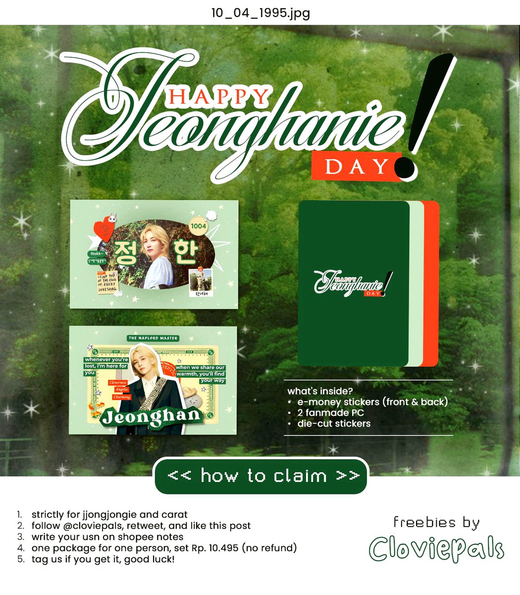 🐰ྀི𝙟𝙚𝙤𝙣𝙜𝙝𝙖𝙣 𝙗𝙞𝙧𝙩𝙝𝙙𝙖𝙮 𝙛𝙧𝙚𝙚𝙗𝙞𝙚𝙨🪽་༘࿐ by <a href="/cloviepals/">cloviepals 🍀</a>

☆ kindly follow the rules.ᐟ
☆ claim via 🍊 on 10.10 at 08.00 PM
☆ very limited quantity
☆ do not throw or sell
☆ link will drop soon

good luck caratdeul~ ( ๑ ˃̵ᴗ˂̵)و ♡