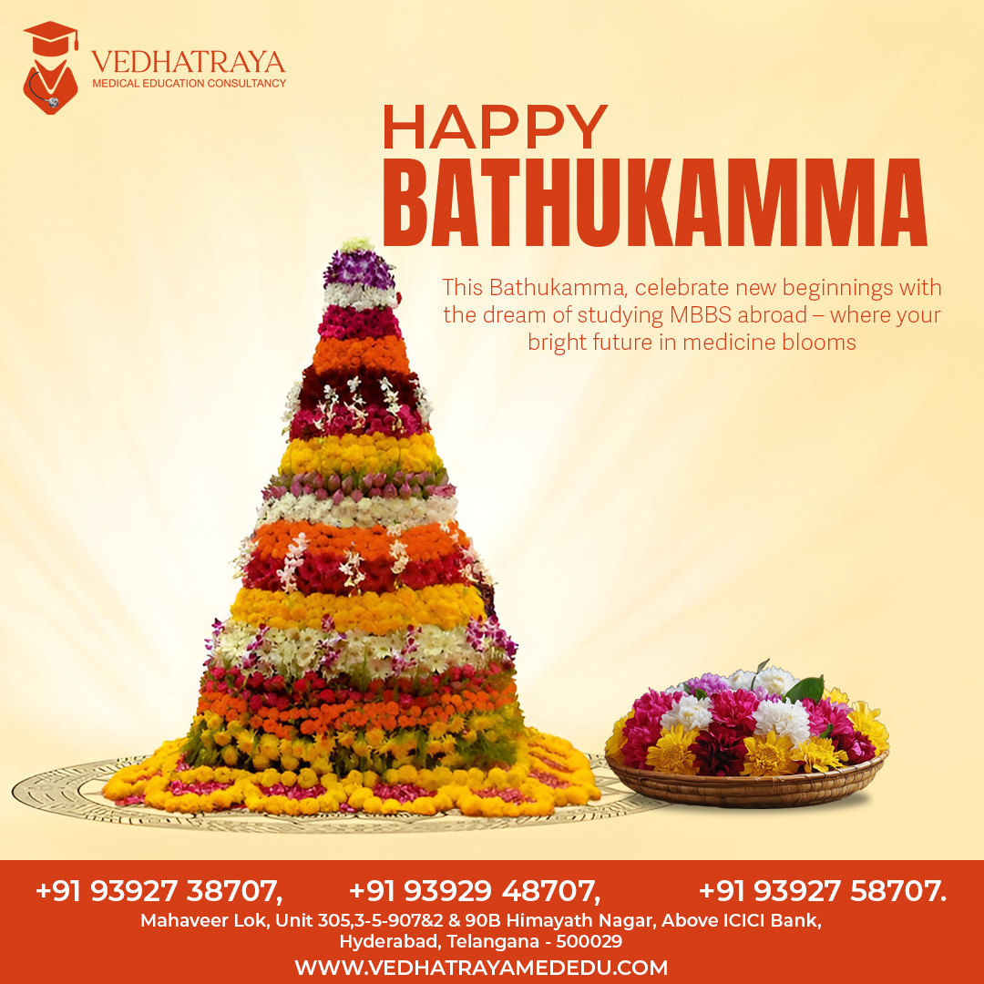 vedhatraya's tweet photo. 🌸✨ Vedhatraya Medical Education Consultancy wishes you a Happy Bathukamma! ✨🌸

May this Bathukamma festival bring joy, health, knowledge and prosperity into your life.

Vedhatraya – Guiding Your Medical Dreams Towards Success! https://t.co/n2ToJvMcBX