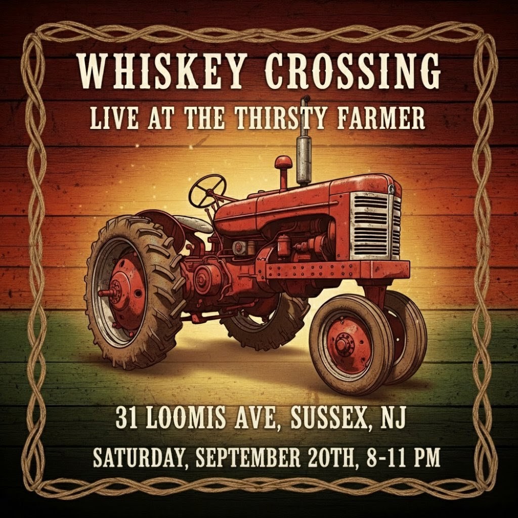 WhiskeyCrossing's tweet photo. TONIGHT! We make our debut at the Thirsty Farmer in Sussex, NJ 8-11 pm. See y'all there...

🗓️ Saturday, September 20th 
📍31 Loomis Ave, Sussex, NJ
⏰ 8-11 PM

 #WhiskeyCrossing #CountryMusic #LiveMusic #NewJerseyEvents #LiveMusicNJ #thethirstyfarmer #sussex https://t.co/qk0mnuXKgG