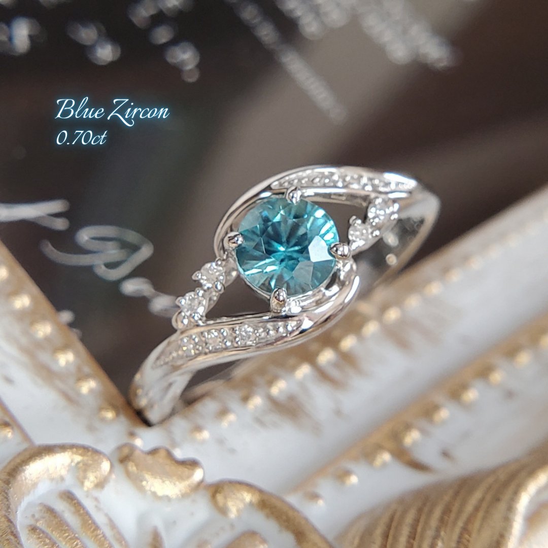 Pt950 ブルージルコン5.00ct ダイヤ0.20ct リング 10.5号 Pt950 ブルージルコン5.00ct ダイヤ0.20ct リング 10.5号 - メルカリ