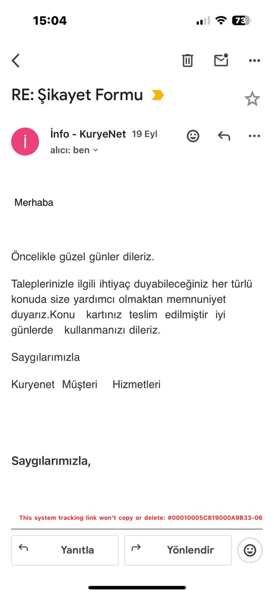 nildeng's tweet photo. @TurkcellHizmet @KuryenetDestek @turkcellpasaj  @KuryenetDestek kuryenete şikayet mailine döndükleri cevap inanılmaz Turkcell bu kurye ile çalışmaya devam edecekseniz çok müşteri kaybedersiniz.Benim ürünüm halen teslim edilmedi bugün 6.işgünü https://t.co/B8C45Po0oY