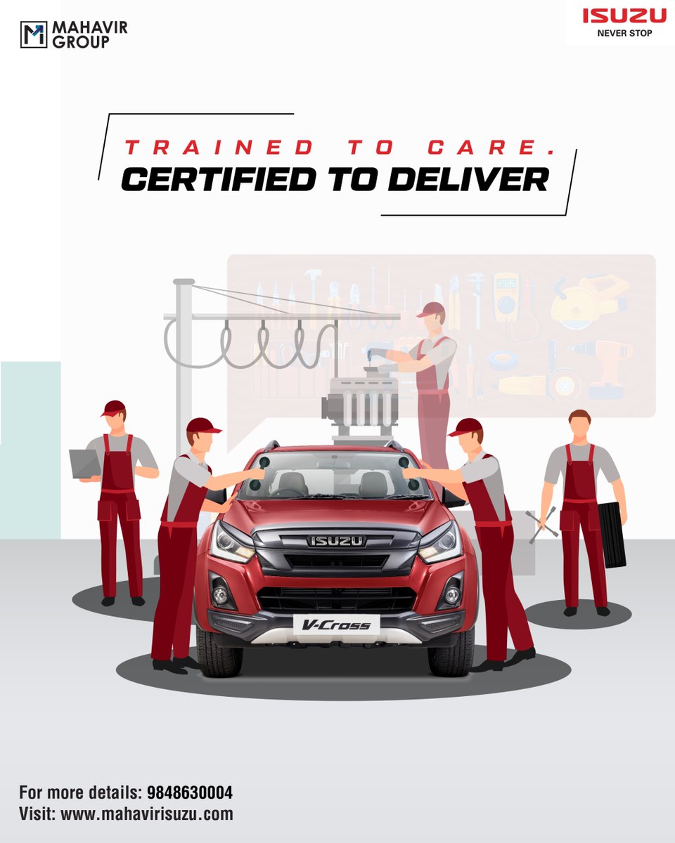 ISUZUHyderabad's tweet image. Trust your drive with ISUZU’s quality service, handled by certified experts.
Call us at 9848630004.
#MahavirISUZU #qualityservice #bestservice #safetyfirst #ExpertTechnicians #ExpertServices #certifiedtechnicians #ISUZUservice #ISUZUNeverstop #ISUZUmotorsIndia