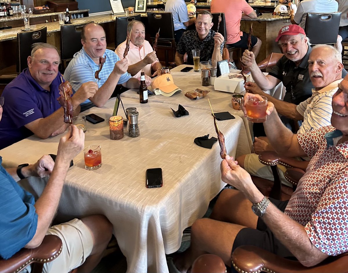 ⁦<a href="/IUP_MBB/">IUP Men’s Basketball</a>⁩ Golf Festival brings friends together. Bacon on a stick can make a grown man very happy.😁