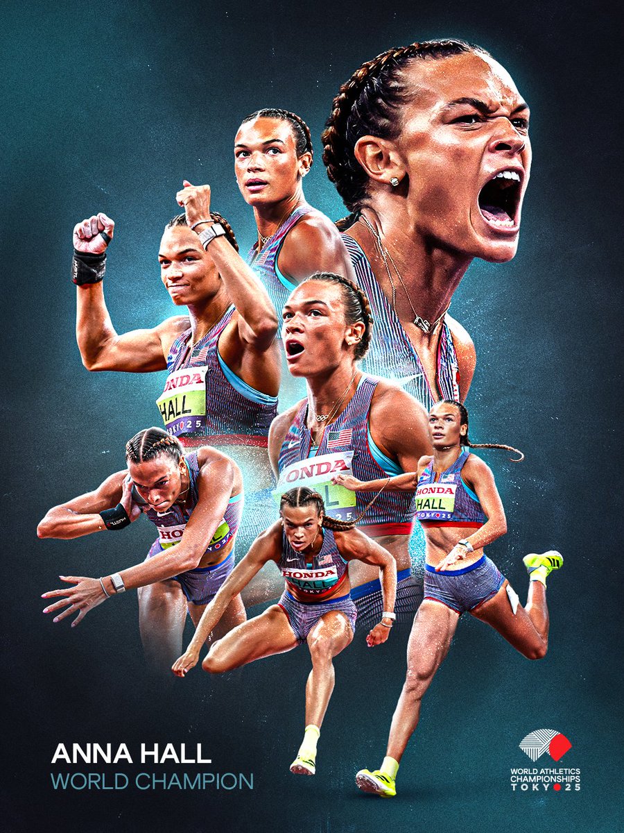 SHE'S DONE IT 🤩

🇺🇸's Anna Hall delivered from start to finish in the women's heptathlon and comes out on top to win her first international title with 6888 points 🔥

#WorldAthleticsChamps