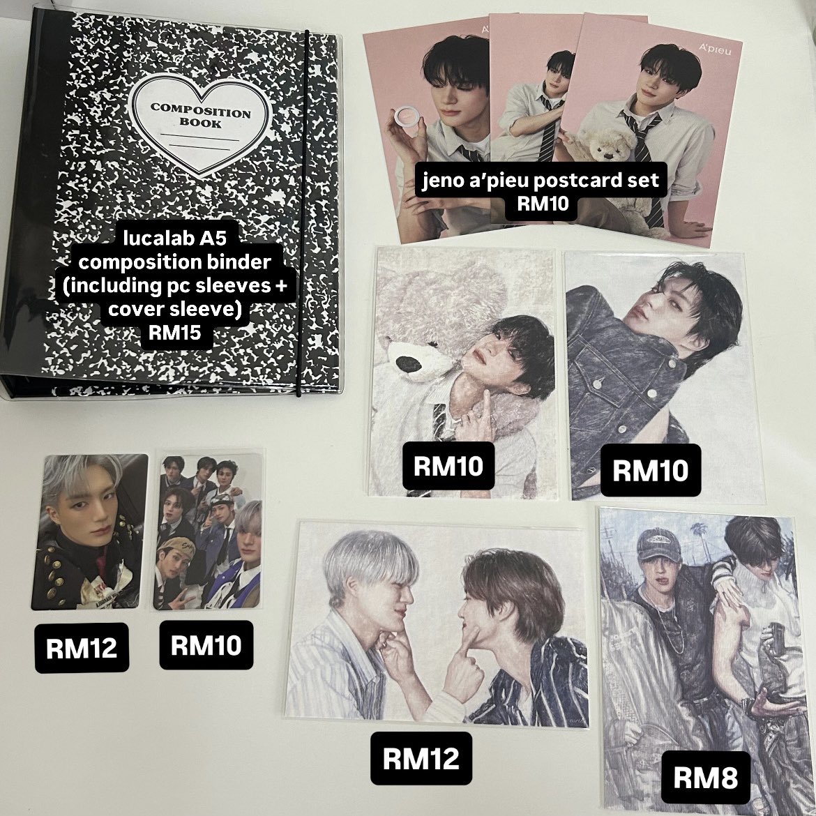 wts #pasarnct #pasarnctmy

jeno jaemin nomin earrthearrth postcards
jeno a’pieu postcard
jeno bttf digipack pc
7dream istj pc
lucalab a5 composition binder

price stated excluding postage
wm rm8 em rm13

dm if interested