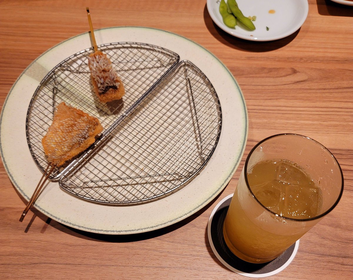 may6868's tweet photo. みょうがとオクラのかつお揚げ、甘鯛パリパリ揚げ&amp;梅酒の水割。 https://t.co/vdjppIgyWL