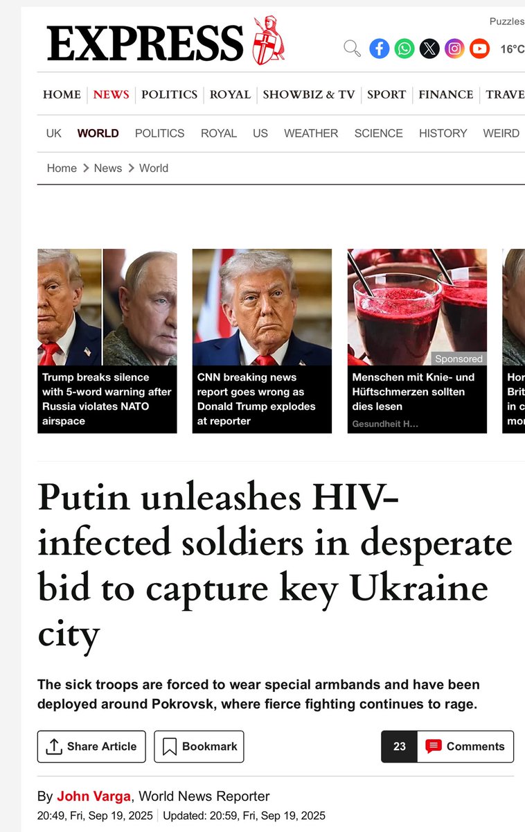 Teuflischer Plan enthüllt: Putin™ schickt AIDS-Kranke an die Front!!!

+++++++++++++++++++++

Immerhin sorgt die hysterische Kriegspropaganda der russophoben Sudelnedien für reichlich unfreiwillige Komik:

Die neueste Erfindung der diesmal britischen Journalismussimulanten sind