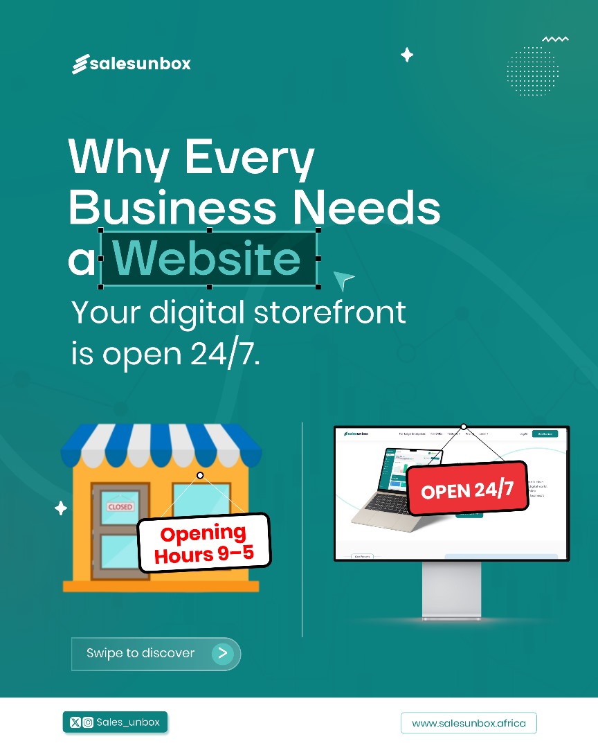sales_unbox's tweet image. Your website isn’t just a page online, it’s your 24/7 sales machine. 

@sales_unbox helps you turn browsers into buyers with a fast, responsive, and secure site. 

Start today and never miss another customer. 

salesunbox.africa

#Ecommerce #SMEs #DigitalStorefront