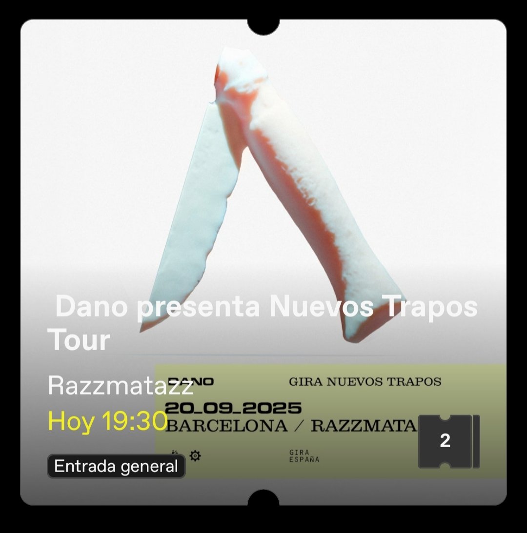 Chase944's tweet photo. Vendo 2 entadas del concierto de hoy de Dano de Barcelona (Razzmatazz). Cualquier cosa habladme por DM. https://t.co/83ZrnDJspA