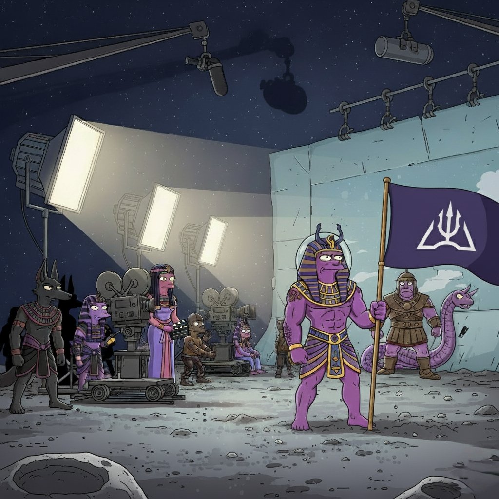 iamlillyanaaa_'s tweet image. Look at this, Pharaoh and Anubis filming a scene about planting the Atlantis flag on the Moon. Isn&apos;t that fascinating? Or maybe… could this get me into trouble? 🤔🤐
@AtlantisDEX_xyz @berzanorg 
#atlantisdex #monarts #monadarts #Crypto #monad