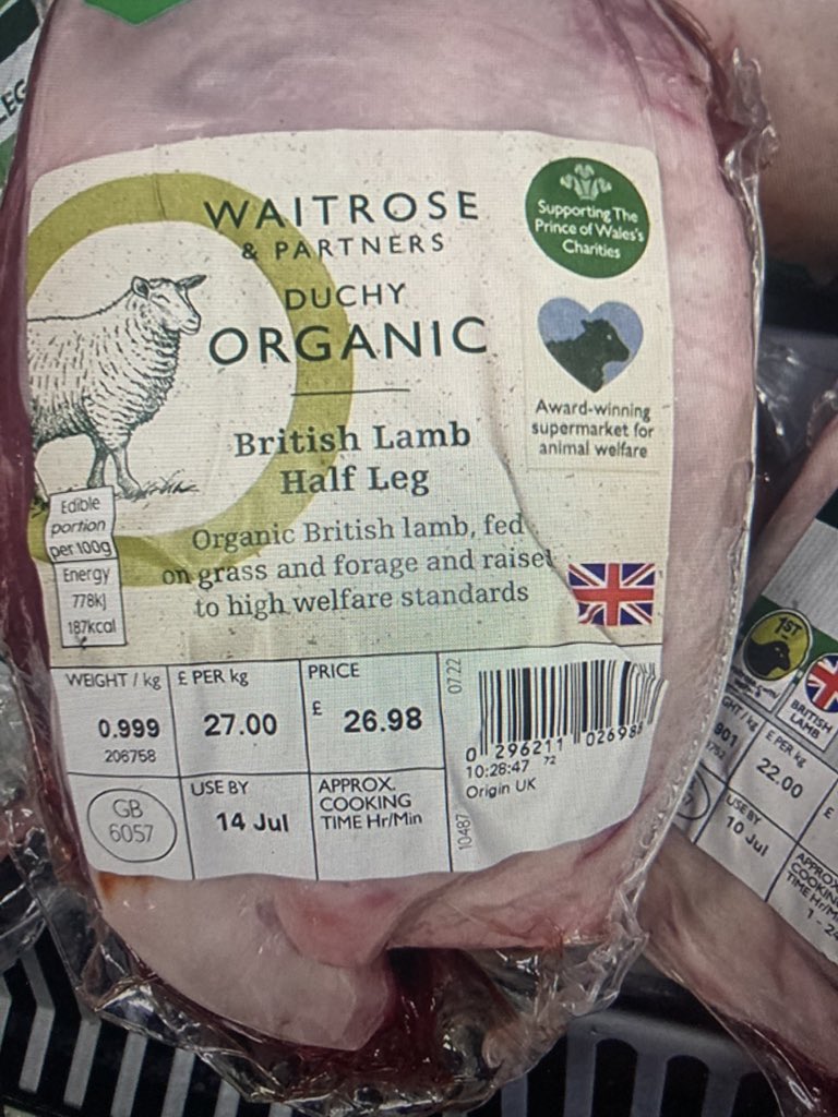 Waitrose customer care emails:

‘We do not sell Halal meat.’

Then Waitrose go onto to say:

‘Some lambs are blessed before Halal slaughtering .’

‘It’s a government labelling issue.’ 

ALL THE LEGS OF LAMB WE FOUND ACROSS THE COUNTRY WERE RELIGIOUS SLAUGHTER 
6057 Randal Parker